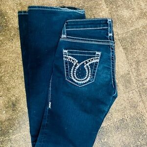 Big Star Blue Skinny Jeans with Dark Wash and Stylish Stitching